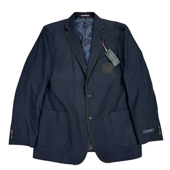 Tommy Hilfiger Mens Windsor Modern Fit Wool Blend Sport Coat Navy 44L - Picture 1 of 5
